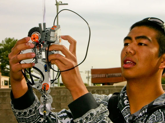 Students with Lego robot